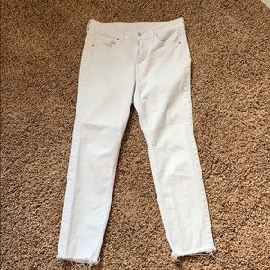 High Waisted Power Slim Straight Raw Edge Jeans